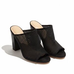 ALDO Black Perforated Peep-Toe Heeled Mules - Size 9